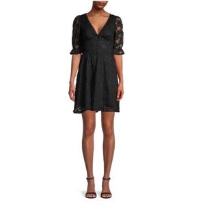Betsey Johnson Floral Bouquet Mesh Lace Dress in Black Size 0